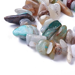 Brins de perles d'opale bleu naturel, puces, 12~31x3~14x1~12mm, Trou: 1mm, environ 16.1 pouce (41 cm)