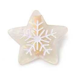 Stern mit Schneeflocken-Haarspangen aus Celluloseacetat (Harz)., mit goldenen Eisenklammern, für weibliche Mädchen, Leinen, 48.5x51x11.5 mm