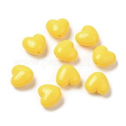 Abalorios acrílicos opacos, corazón, amarillo, 9x9.5x5.5mm, agujero: 1.5 mm, aproximamente 1650 unidades / 500 g