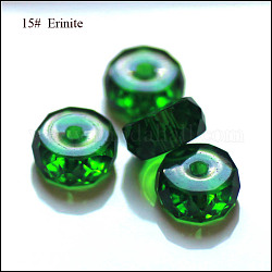 Имитация австрийских кристаллов, класс AAA, граненые, плоско-круглые, зелёные, 12x7.5 мм, отверстие : 0.9~1 мм