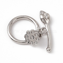 Cierres de palanca de latón, anillo con vaina de loto, Platino real plateado, anillo: 20.5x18x7.5 mm, agujero: 2 mm, bar: 25.5x6x3.5 mm, agujero: 2 mm