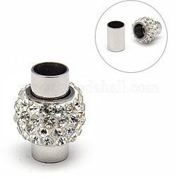 304 Edelstahl-Magnet Schließen, mit Fimo-Perlen Strass, Oval, 17x11~12 mm, Bohrung: 6 mm