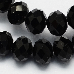 Handmade Imitate Austrian Crystal Faceted Rondelle Glass Beads, Black, 6x4mm, Hole: 1mm, about 90~93pcs/strand