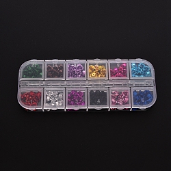 Cabujones de aluminio, decoraciones de uñas, flor, color mezclado, 7x7x4 mm, 12 colores / caja