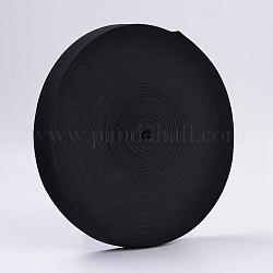 Cordón de goma elástico plano / banda, correas de costura accesorios de costura, negro, 38 mm, 5 m / rollo