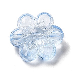 Abalorios de acrílico transparentes, teñido, flor, azul claro, 26x23x11.5mm, agujero: 1.8 mm, aproximamente 142 unidades / 500 g