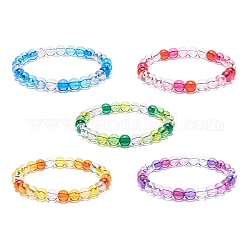 Bracelet extensible en perles rondes en acrylique pour femme, couleur mixte, diamètre intérieur: 2 pouce (5.15 cm), perles: 7.5 mm