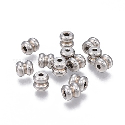 Perles rainurées en 201 acier inoxydable, colonne, couleur inoxydable, 6x5.8mm, Trou: 1.8mm