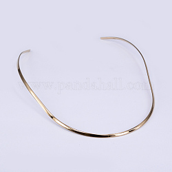 304 Stainless Steel Choker Necklaces, Rigid Necklaces, Real 18K Gold Plated, 120x6 inch(15cm)