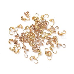 Bouts de perle en laiton, calotte embouts, couverture de noeud à clapet, or, 9x4.5x3.5mm, Trou: 1mm, diamètre intérieur: 3 mm