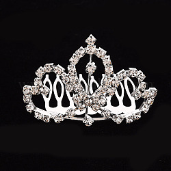 Mode Hochzeit Krone Strass-Haarkämme, Braut Diademe, Kind Diademe, mit Eisen und Messing Basis, Kristall, 40x58 mm