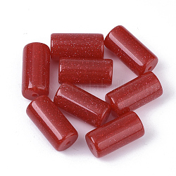 Perline di resina, con polvere di scintillio, colonna, rosso, 24x12mm, Foro: 2 mm