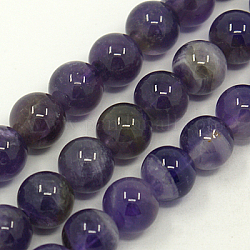 Chapelets de perles en pierre gemme naturelle, améthyste, année ab, ronde, violet, 14mm, Trou: 1mm, Environ 28 pcs/chapelet
