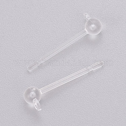 Accessoires de puces d'oreilles en résine d'anti-allergies transparents indolores, avec boucle, clair, 14x4.3mm, Trou: 0.9mm, pin: 0.8 mm