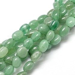 Naturelle aventurine pierres précieuses verte chapelets de perles ovales, 5~10x6~7x3~7mm, Trou: 1mm, environ 14.9 pouce ~ 15.7 pouces
