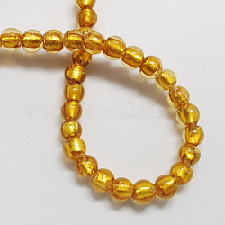 Manuell Silber Folie-Glas Perlen, Runde, dunkelgolden, 7.5~8.5 mm, Bohrung: 1 mm