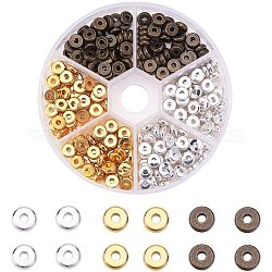 Spacer бисер латунные, плоско-круглые, разноцветные, 6x2 мм, отверстие : 2 мм, 300 шт / коробка