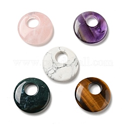 Pendenti naturali di pietra misti, ciondolo ciambella/disco pi, 40~41x8~9mm, Foro: 14.5~15 mm