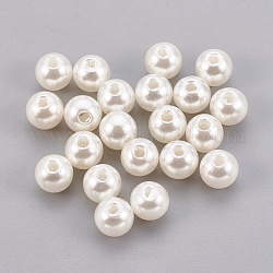 Perles d'imitation perles en plastique ABS, ronde, vieille dentelle, 5mm, Trou: 1.8mm, environ 7500 pcs/500 g