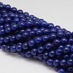 Gefärbt runde natürliche Lapislazuli Perlen Stränge, 4 mm, Bohrung: 1 mm, ca. 95 Stk. / Strang, 15.5 Zoll