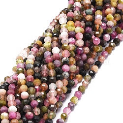Natürlichen Turmalin Perlen Stränge, facettiert, Runde, 4 mm, Bohrung: 0.7 mm, ca. 99 Stk. / Strang, 15.08'' (38.3 cm)