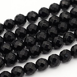 Black Onyx Beads Strands, Dyed, Faceted(64 Facets), Round, about 10mm in diameter, hole: 1.5mm, about 40pcs/strand, 15 inch~16 inch
