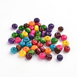 Des perles en bois naturel, rondelle, couleur mixte, sans plomb, teinte, environ 4000 pcs/1000 g, 4mm, trou: environ 1.2 mm