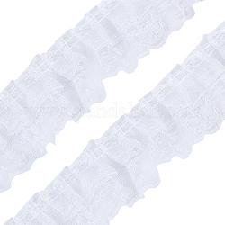 Polyester Lace Trim, Embroidered Floral Lace Ribbon, for Sewing or Craft Decoration, White, 44mm, about 20yard/card(18.28m/card)