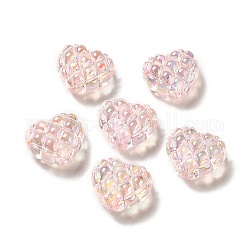 Transparent Acrylic Beads, Heart, Pink, 17.2~17.4x20~20.4x9.6mm, Hole: 3~3.2mm