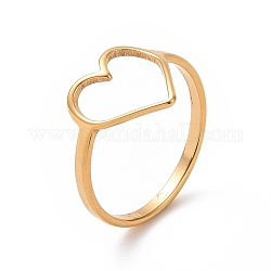 Placcatura ionica (ip) 201 anello a cuore in acciaio inossidabile, anello largo cavo per le donne, oro, misura degli stati uniti 6 1/2 (16.9mm)