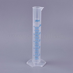 Herramientas de plástico cilindro de medición, Claro, 14.8 cm, bace: 5.2x4.6 cm, diámetro de la botella: 1.9 cm, capacidad: 25 ml