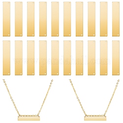 Conectores de enlaces de latón, estampar etiqueta en blanco, Rectángulo, dorado, 34x7mm, 20 unidades / caja