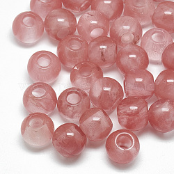 Cerise quartz perles de verre, Perles avec un grand trou   , rondelle, 14x12mm, Trou: 5.5mm