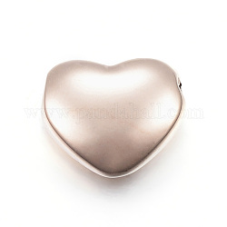 Revestimiento iónico (ip) 304 perlas de acero inoxidable, corazón, oro rosa, 11x12.5x5mm, agujero: 2 mm