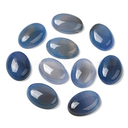 Cabuchones de ágata natural, grado ab, teñido, oval, azul aciano, 25x18x6mm