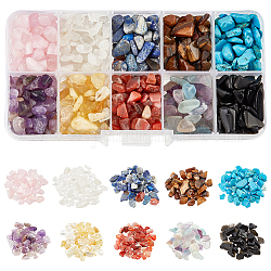 NBEADS 200G 10 Styles Gemstone Chip Beads, No Hole Natural Stone Beads Crystals Crushed Beads Irregular Shaped Loose Beads for Jewelry Making Craft Gift