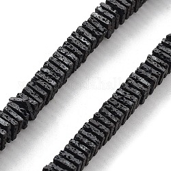Natural Lava Rock Beads Strands, Frosted, Square, 4.5~5x4.5~5x1.5mm, Hole: 1mm, about 249pcs/strand, 15.75''(40cm)