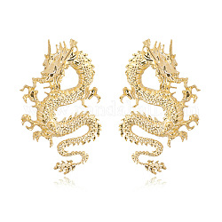 Aretes de dragón de aleación, joyería gótica para hombres mujeres, dorado, 62.2x38mm