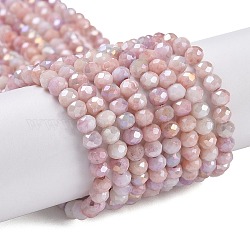 Hebras de perlas de vidrio electrochapadas facetadas, color de ab chapado, rerondana plana, rosa, 4x3mm, agujero: 0.9 mm, aproximamente 112 pcs / cadena, 16.14'' (41 cm)