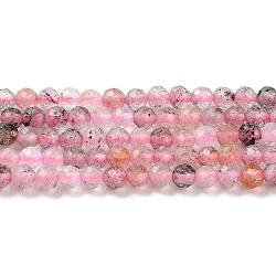 Fragola naturale perle di quarzo fili, sfaccettato, tondo, 2~2.5mm, Foro: 0.5 mm, circa 161~162pcs/filo, 14.96 pollice (38 cm)
