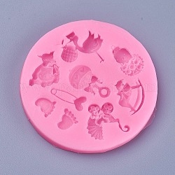 Moldes de silicona de grado alimenticio, moldes de fondant, para decoración de pasteles diy, chocolate, caramelo, fabricación de joyas de resina uv y resina epoxi, formas mixtas, de color rosa oscuro, 75x7mm