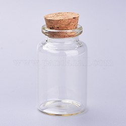 Bouteilles en verre, avec bouchon en liège, souhaitant bouteille, perle conteneurs, clair, 3x5 cm