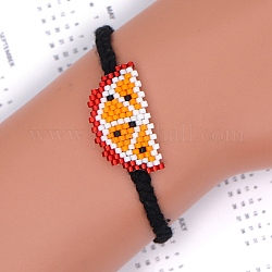 Bracelet à maillons de pastèque en graines de verre, bracelet d'amitié réglable pour femme, orange, 11 pouce (28 cm)