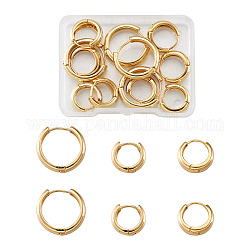 YILISI 6 Pairs 3 Styles Brass Huggie Hoop Earrings, Long-Lasting Plated, Ring, Real 18K Gold Plated, 2 pairs/style