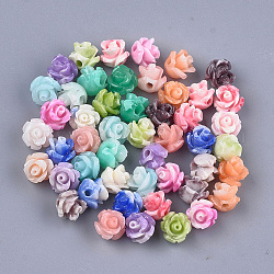 Synthetic Coral Beads, Dyed, Flower, Mixed Color, 6~7x6~7mm, Hole: 1.2mm