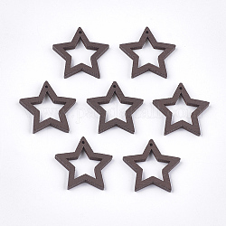 Pendentifs en bois de peuplier peint, étoiles du nord, brun coco, 24.5~25x24.5x2.5mm, Trou: 1.2mm