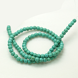 Chapelets de perles synthétiques turquoises, teinte, ronde, 4~5mm, Trou: 0.8mm