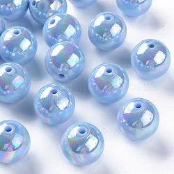 Opake Legierung Perlen, ab Farbe plattiert, Runde, Licht Himmel blau, 20x19 mm, Bohrung: 2~3 mm, ca. 111 Stk. / 500 g