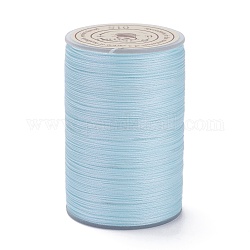 Ficelle ronde en fil de polyester ciré, cordon micro macramé, cordon torsadé, pour la couture de cuir, bleu clair, 0.3~0.4mm, environ 174.98 yards (160 m)/rouleau