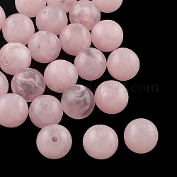 Perles rondes en acrylique d'imitation pierre précieuse, perle rose, 6mm, Trou: 1.5mm, environ 4100 pcs/500 g